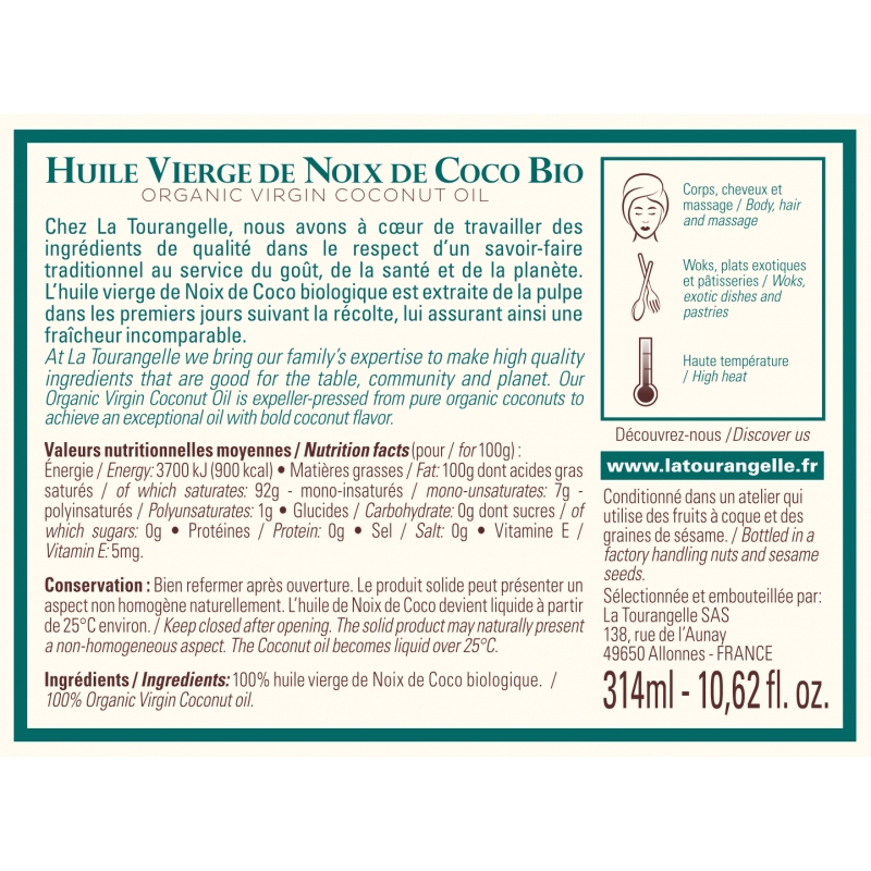 INODERMA Huile de noix coco Vierge,150g - P Comme Para