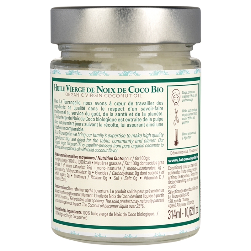 Huile de Noix de Coco Bio Désodorisée - La Tourangelle - 314ml