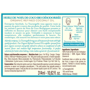 Huile de noix de coco désodorisée biologique