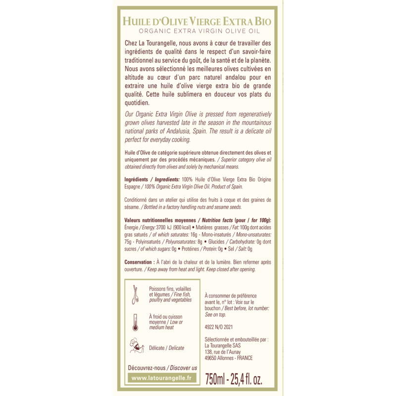 Huile d'Olive Vierge Extra Goût délicat Etiquette