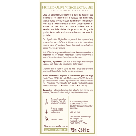Huile d'Olive Vierge Extra Goût délicat Etiquette