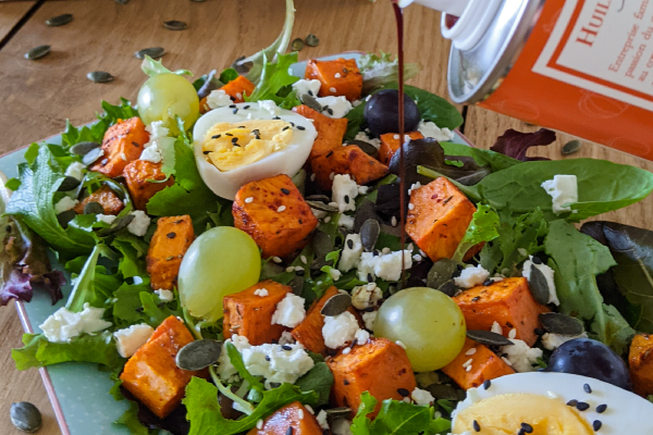 Salade d'automne à l'huile de Pépins de Courge