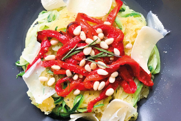 Spaghetti de légumes à l'huile infusée au thym et romarin