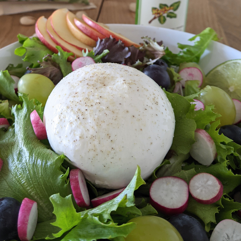 Salade Jeunes pousses, Burrata et Pistache